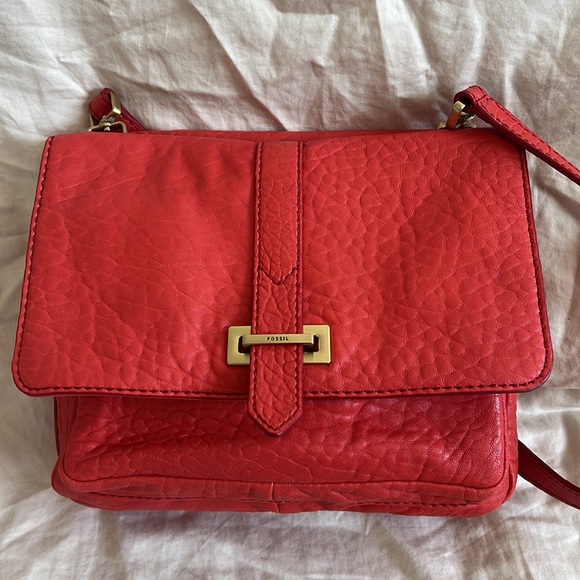 Fossil Handbags - FOSSIL LAMB HIDE CORAL HANDBAG